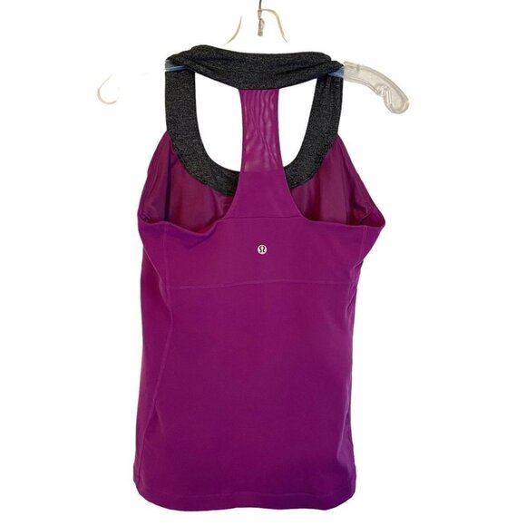Lululemon Ladies Tank Size  10 Plum with Grey Heather trim - Picture 2 of 9